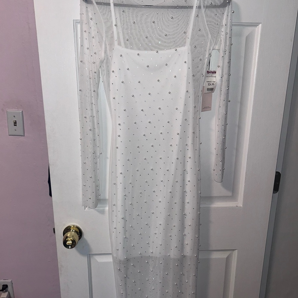 Elegant White Dress with Silver Accents